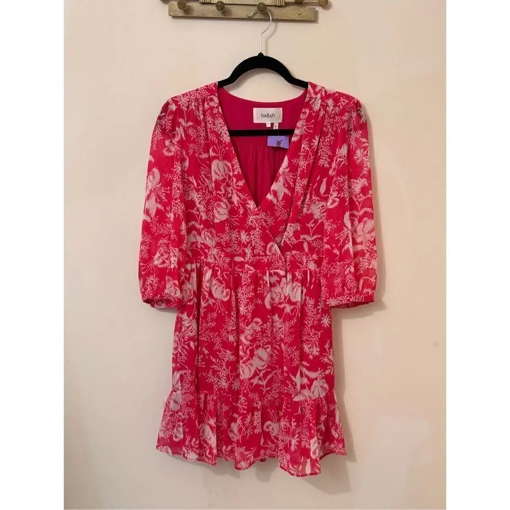 ba&sh Ulia Crossover Dress Rose Pink M NEW